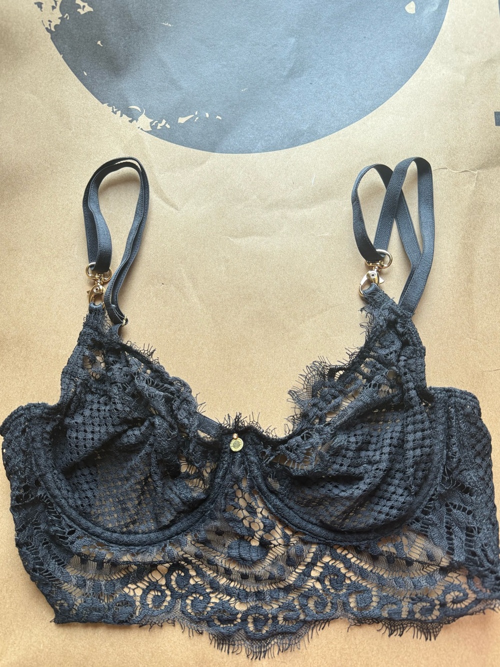 Black Lace Longline Underwire Bralette